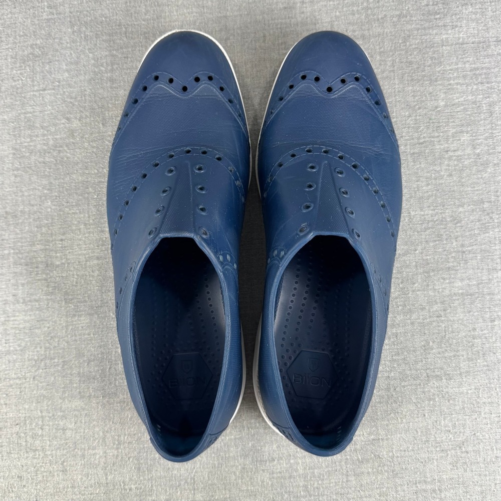 BiiON Oxford Wingtip Golf Shoes Men's Size 10 Navy Blue Spikeless Slip On - Picture 6 of 9